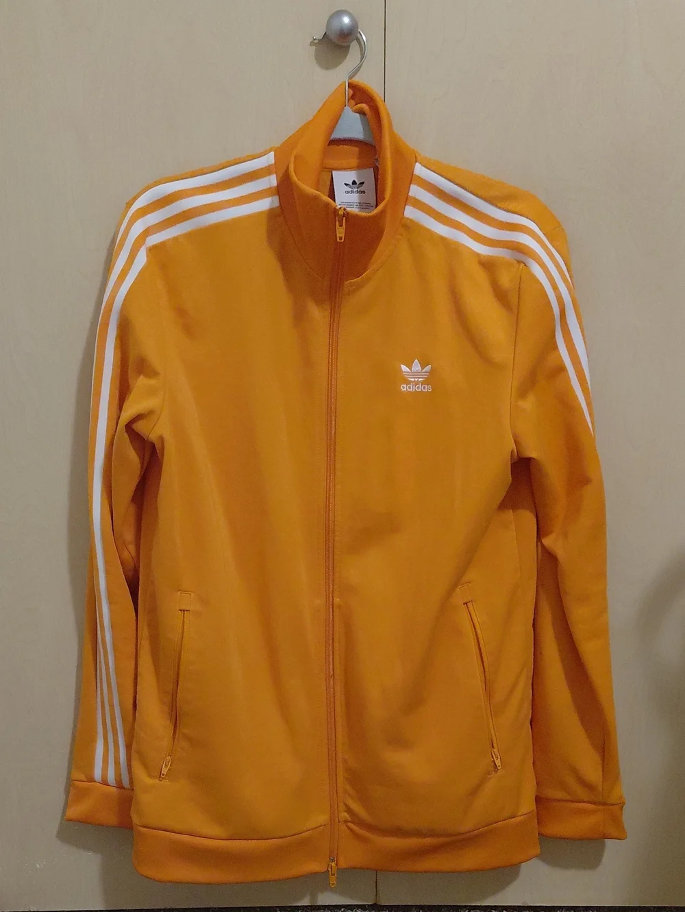adidas Orange Men’s Lightweight Track Jacket with White 3-Stripes